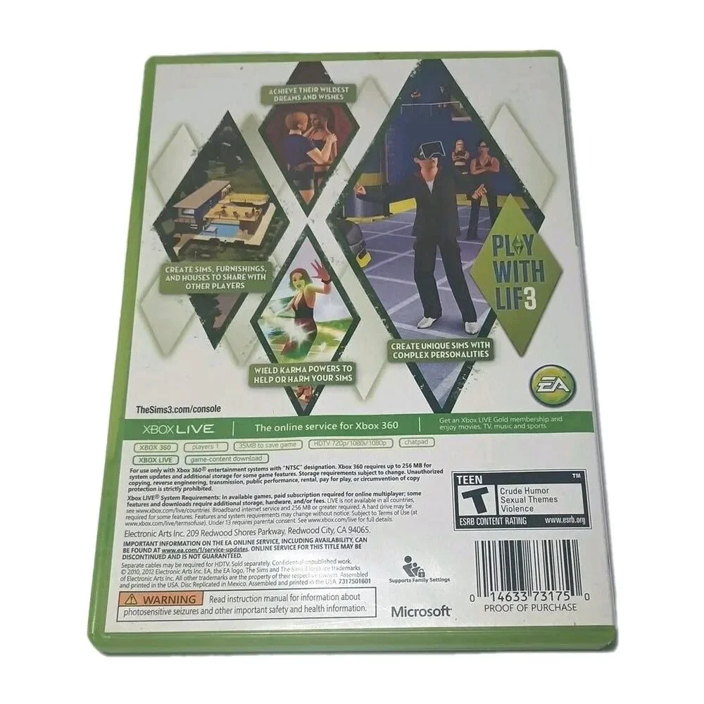 The Sims 3 Platinum Hits Microsoft Xbox 360 Pristine Complete Video Game CIB